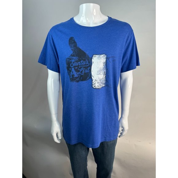 Old Navy Santa's A List XMas Ugly Christmas Sweater TShirt XL Blue Cotton Blend - Picture 10 of 16